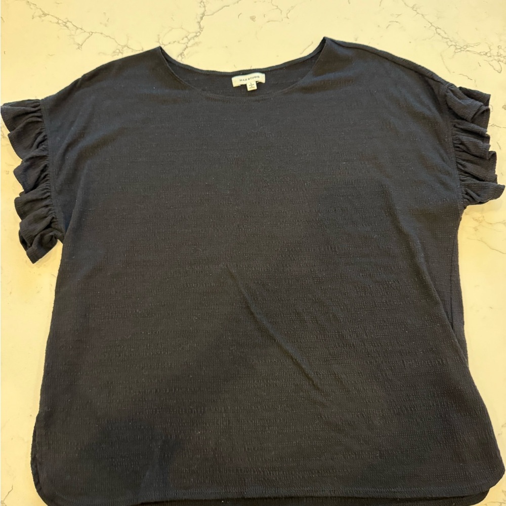 Max Studio Black Ruffle Sleeve Top